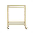 Posh Living Lynn Modern Glass and Metal Bar Cart in Gold/White