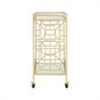 Posh Living Lynn Modern Glass and Metal Bar Cart in Gold/White