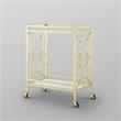 Posh Living Lynn Modern Glass and Metal Bar Cart in Gold/White