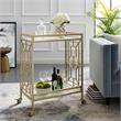 Posh Living Lynn Modern Glass and Metal Bar Cart in Gold/White