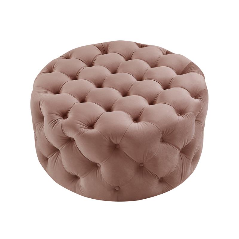 Posh Living Lilou Modern Velvet Cocktail Ottoman in Blush Pink