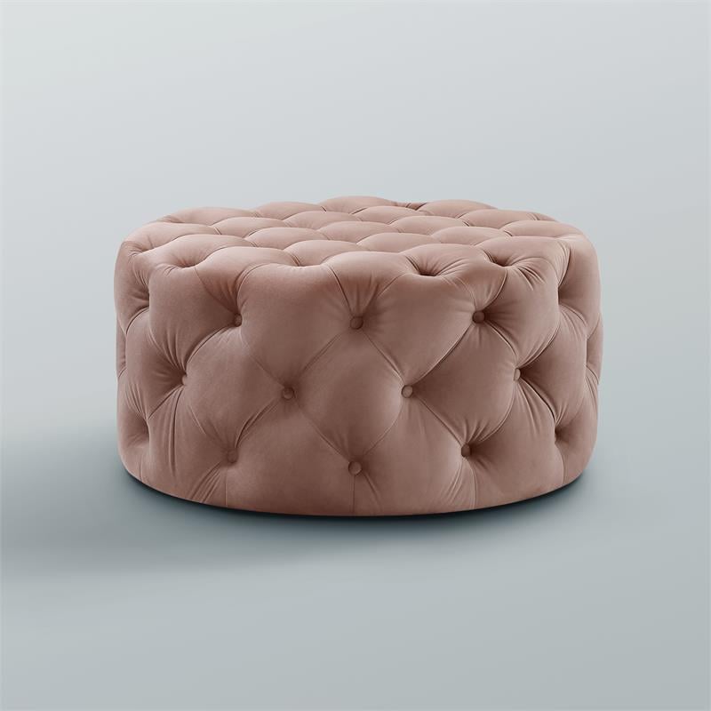 Posh Living Lilou Modern Velvet Cocktail Ottoman in Blush Pink
