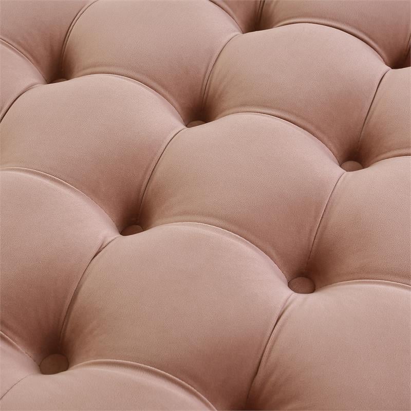 Posh Living Lilou Modern Velvet Cocktail Ottoman in Blush Pink
