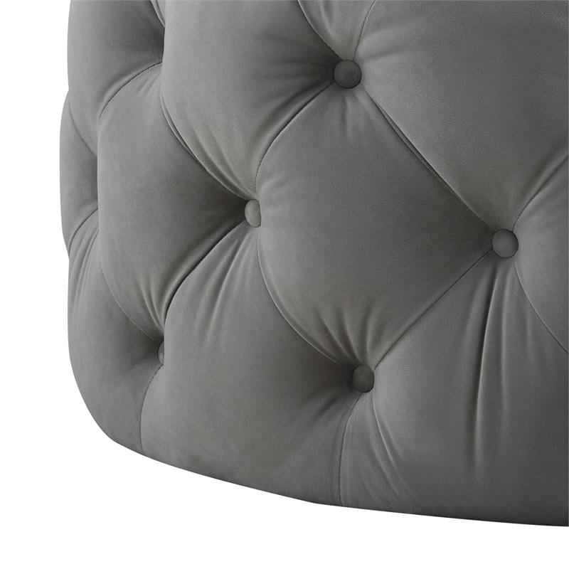 Posh Living Lilou Modern Velvet Cocktail Ottoman in Gray