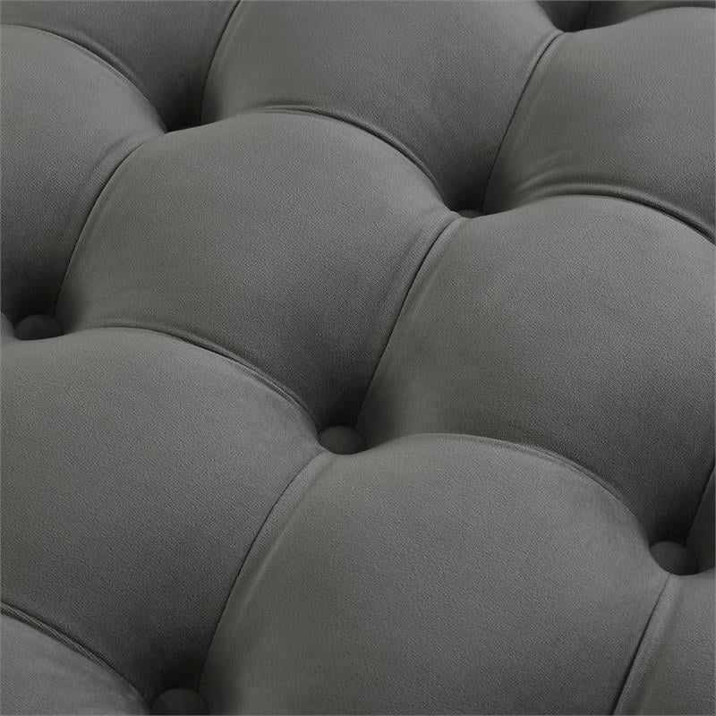 Posh Living Lilou Modern Velvet Cocktail Ottoman in Gray