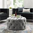Posh Living Lilou Modern Velvet Cocktail Ottoman in Gray