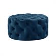 Posh Living Lilou Modern Velvet Cocktail Ottoman in Navy Blue
