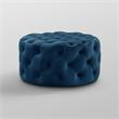 Posh Living Lilou Modern Velvet Cocktail Ottoman in Navy Blue