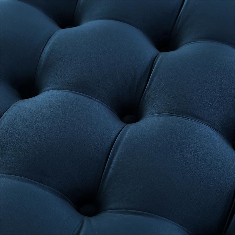 Posh Living Lilou Modern Velvet Cocktail Ottoman in Navy Blue