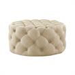 Posh Living Lilou Modern Linen Fabric Cocktail Ottoman in Beige