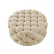 Posh Living Lilou Modern Linen Fabric Cocktail Ottoman in Beige
