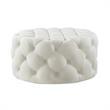 Posh Living Lilou Modern Linen Fabric Cocktail Ottoman in Cream/White