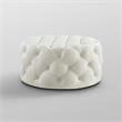 Posh Living Lilou Modern Linen Fabric Cocktail Ottoman in Cream/White