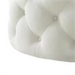 Posh Living Lilou Modern Linen Fabric Cocktail Ottoman in Cream/White