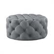 Posh Living Lilou Modern Linen Fabric Cocktail Ottoman in Light Gray