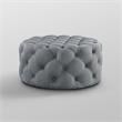 Posh Living Lilou Modern Linen Fabric Cocktail Ottoman in Light Gray