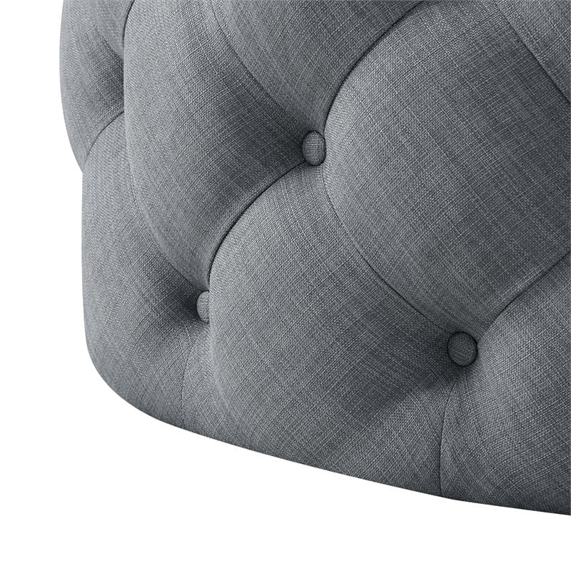 Posh Living Lilou Modern Linen Fabric Cocktail Ottoman in Light Gray