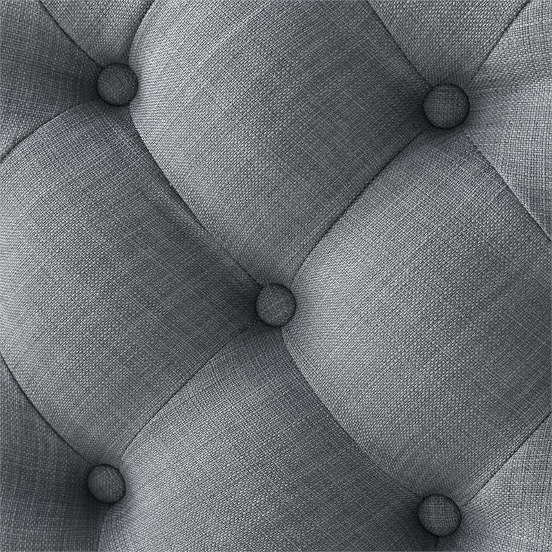 Posh Living Lilou Modern Linen Fabric Cocktail Ottoman in Light Gray