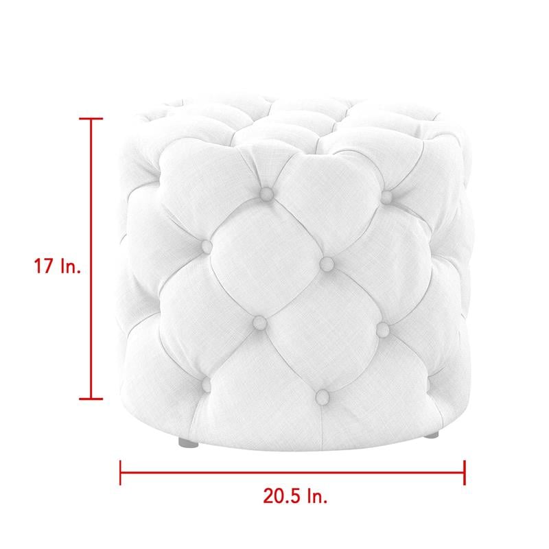 Posh Living Michalina Modern Velvet 1Pc Round Ottoman in Blush Pink