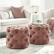 Posh Living Michalina Modern Velvet 1Pc Round Ottoman in Blush Pink
