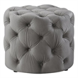 Posh Living Michalina Modern Velvet 1Pc Round Ottoman in Gray