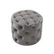 Posh Living Michalina Modern Velvet 1Pc Round Ottoman in Gray