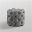 Posh Living Michalina Modern Velvet 1Pc Round Ottoman in Gray