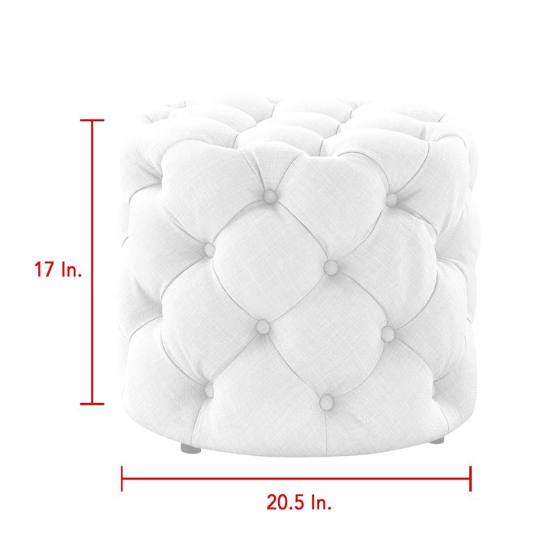 Posh Living Michalina Modern Velvet 1Pc Round Ottoman in Gray