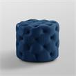 Posh Living Michalina Modern Velvet 1Pc Round Ottoman in Navy