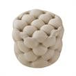 Posh Living Michalina Modern Linen Fabric 1Pc Round Ottoman in Beige