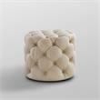 Posh Living Michalina Modern Linen Fabric 1Pc Round Ottoman in Beige