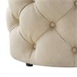 Posh Living Michalina Modern Linen Fabric 1Pc Round Ottoman in Beige