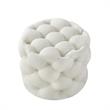 Posh Living Michalina Modern Linen Fabric 1Pc Round Ottoman in Cream/White