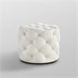 Posh Living Michalina Modern Linen Fabric 1Pc Round Ottoman in Cream/White