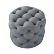 Posh Living Michalina Modern Linen Fabric 1Pc Round Ottoman in Light Gray
