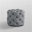 Posh Living Michalina Modern Linen Fabric 1Pc Round Ottoman in Light Gray