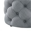 Posh Living Michalina Modern Linen Fabric 1Pc Round Ottoman in Light Gray