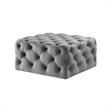 Posh Living Ramon Modern Velvet Cocktail Ottoman in Gray
