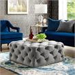 Posh Living Ramon Modern Velvet Cocktail Ottoman in Gray