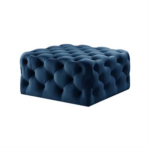 Posh Living Ramon Modern Velvet Cocktail Ottoman in Navy