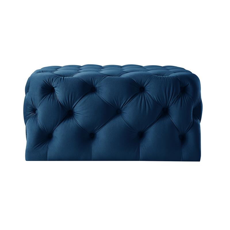 Posh Living Ramon Modern Velvet Cocktail Ottoman in Navy