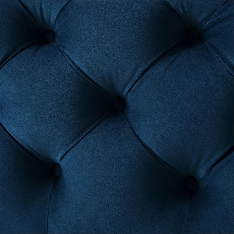 Posh Living Ramon Modern Velvet Cocktail Ottoman in Navy