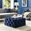 Posh Living Ramon Modern Velvet Cocktail Ottoman in Navy