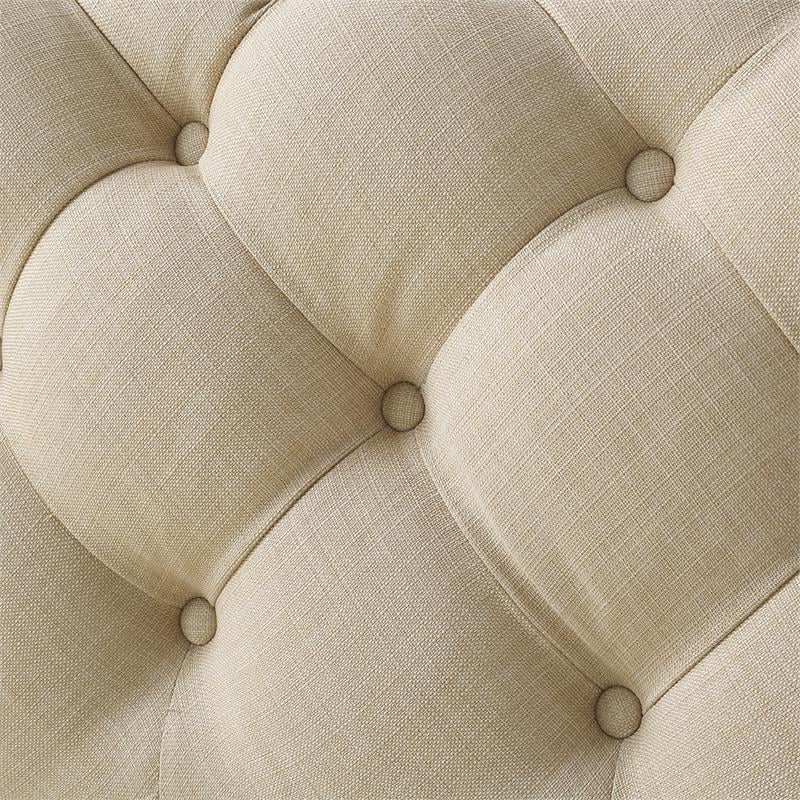 Posh Living Ramon Modern Linen Fabric Cocktail Ottoman in Beige