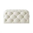 Posh Living Ramon Modern Linen Fabric Cocktail Ottoman in Cream/White
