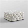 Posh Living Ramon Modern Linen Fabric Cocktail Ottoman in Cream/White