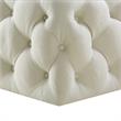 Posh Living Ramon Modern Linen Fabric Cocktail Ottoman in Cream/White