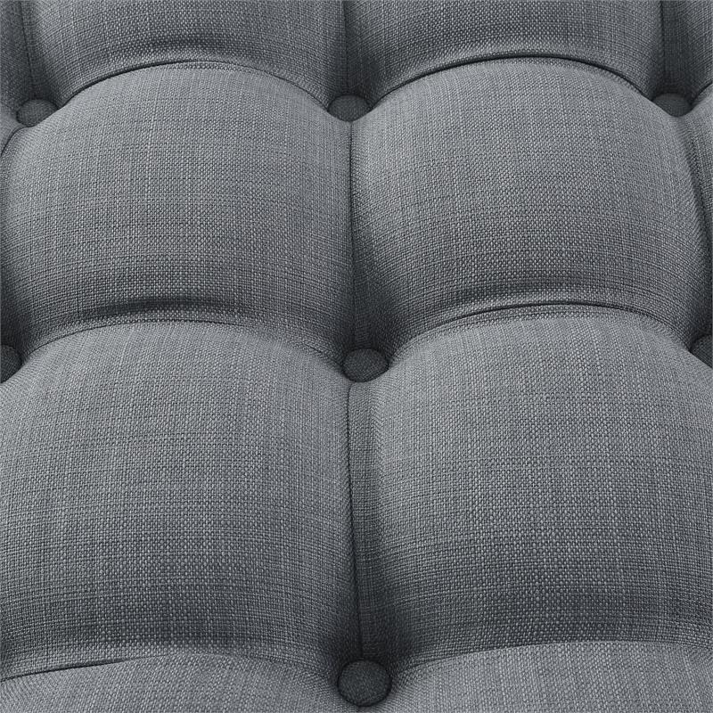 Posh Living Ramon Modern Linen Fabric Cocktail Ottoman in Light Gray