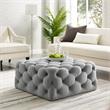 Posh Living Ramon Modern Linen Fabric Cocktail Ottoman in Light Gray