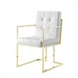 Posh Living Evan Tufted Faux Leather Dining Chair - White/Gold (Set of 2)